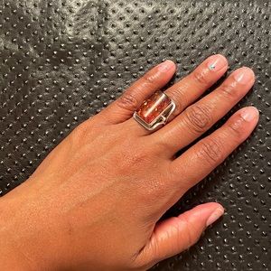 Sterling silver ring with Amber